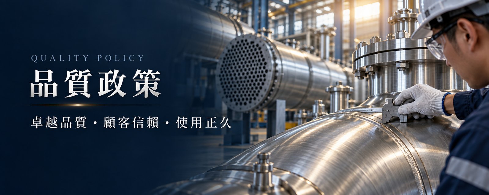 品質政策：卓越品質・顧客信賴・使用正久